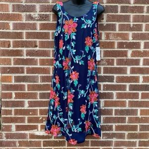 Signature By Robbie Bee NWT Blue Floral embroidered Sleeveless lace Dress Sz L